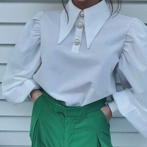 White Blouse with puffer sleeves